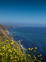 Aerial view of mountain and the blue sea