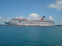 Lovely white Carnival Cruise on dock