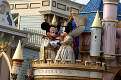 Mickey and Minnie on a float