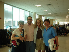 Visitors waiting in the lobby area